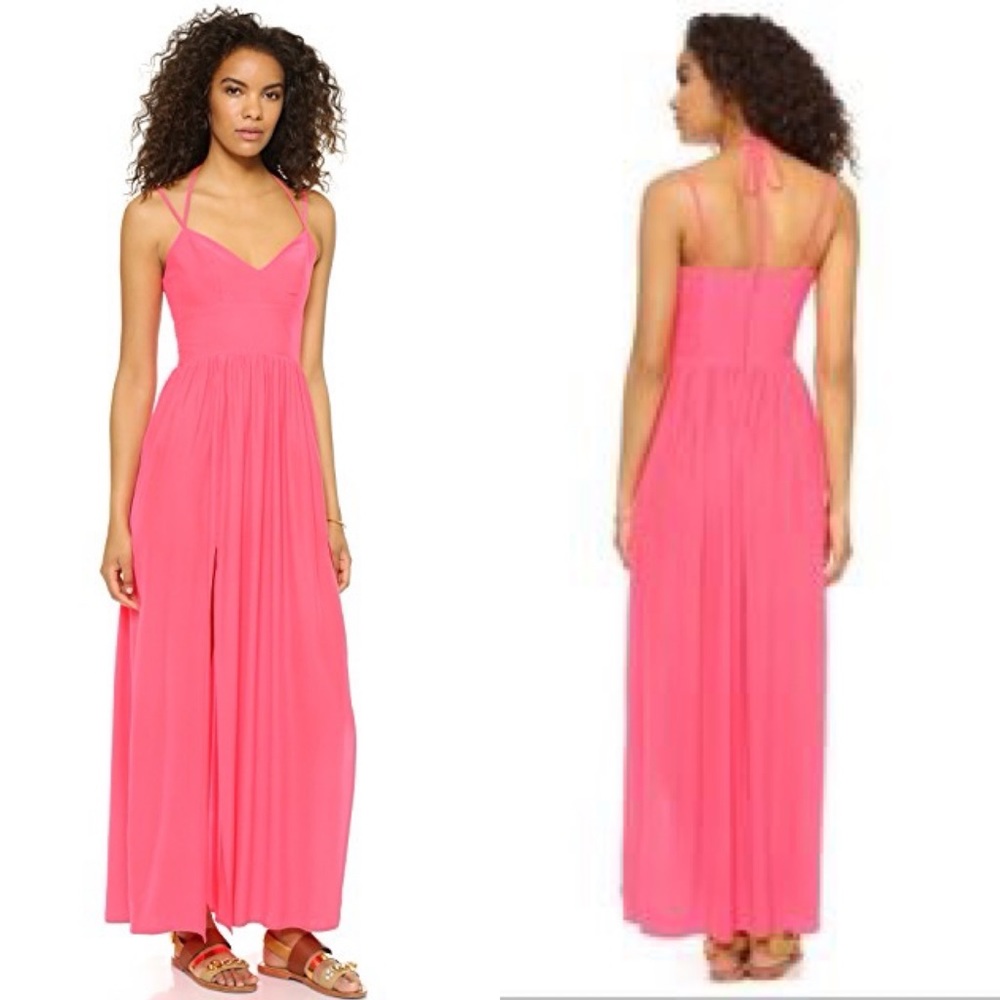 Amanda Uprichard Silk Coral Rio Maxi Dress